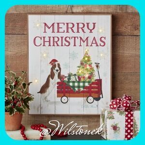 The Pioneer Woman LED Christmas Sign wagon with Charlie the Dog